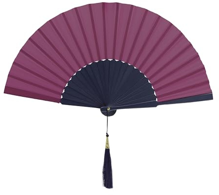 MAPIMANIA - Faltbare blau und zyklaminfarbe Fächer mit Schutzhülle Damen aus Seide und Holz Nachtblau, Fächer Hochzeit faltbar, Spanischer Fächer, Japanischer Fächer