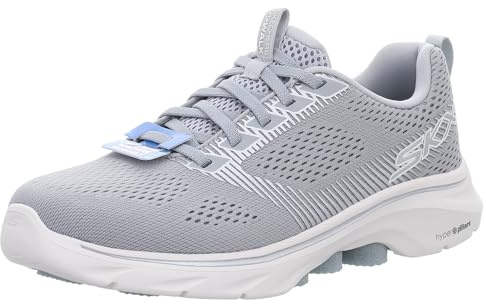 Skechers Women's Go Walk 7 Hailey Sneaker, Gray Textile/Silver Trim, 7 UK