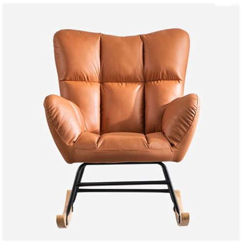 HJXBD888 Schaukelstuhl Wohnzimmer mit Armlehnen und gepolsterter Stillstuhl Stillsessel Schaukelstuhl, Belastbarkeit bis 120 kg für Wohnzimmer/Schlafzimmer/Balkon,Brown