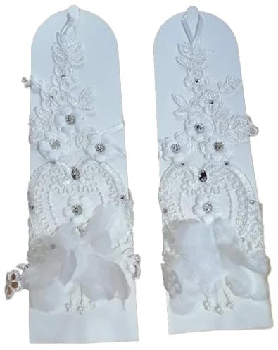 SiVaji Gloves Mittens Handschuhe Winter Warm Herren Damen Fingerlose Handgelenkslänge Brauthandschuhe Hochzeit Blumen Perlen