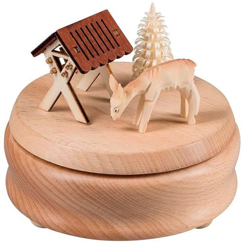 Erzgebirge Palast Saico Spieldose REH mit Futterkrippe - 12 cm