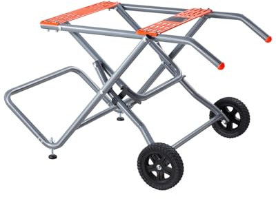 VEVOR Portable Table Saw Stand, 350 lbs Load Capacity, Rolling Foldable Table Saw Table with 8 Inches Rubber Wheels, Heavy Duty Construction, Easy Storage, Universal for Most Brands of Table Saws