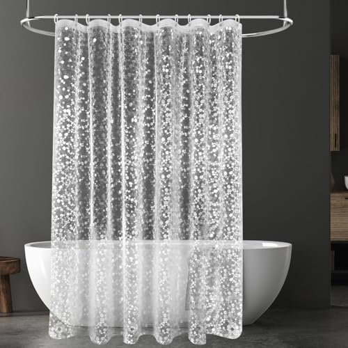 URAQT Duschvorhang, Anti-schimmel Wasserdicht Schnelltrocknend Duschvorhänge, Waschbar PEVA Shower Curtains 180x180 cm mit 12 Edelstahl Duschvorhangringen, Badewanne Shower Curtain(3D Kieselsteine)