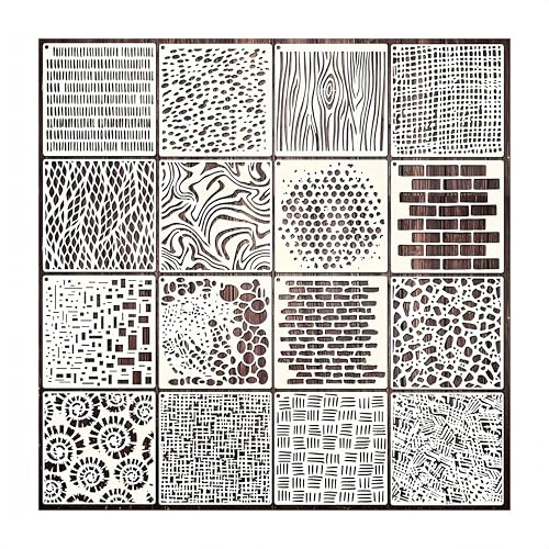 CZAKOMIX 16 Plantillas Para Pintar Reutilizables-Plantillas De Textura Madera Para Decoración De Paredes,Diseño Textil Y Proyectos DIY Plantillas Geométricas Para Pintura Plantillas Para Pintar Parede