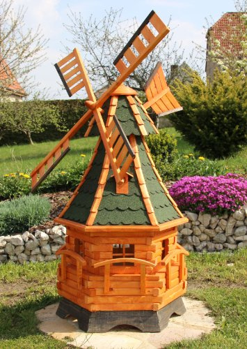 XXL Windmühle 1,40 m aus Holz mit Solar Typ 12.1 (grün)