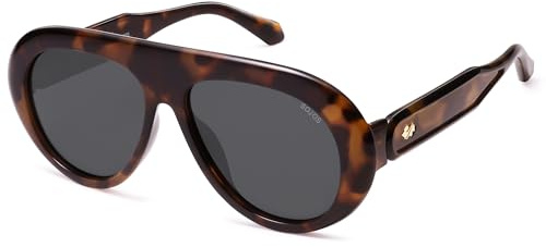 SOJOS Trendy Oversized Polarized Aviator Sunglasses Womens Men Retro Vintage 70s Style UV Protection Sun Glasses SJ2390, Dark Tortoise Frame/Grey Lens