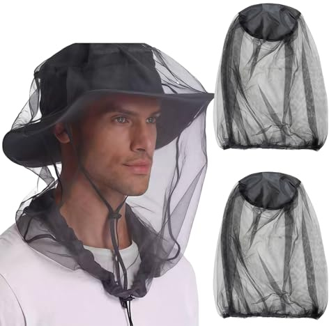 AYNKH 2PC Head Net Face Mesh Head Cover, Moskitonetz-Kappe, Netz-Kopfschutznetz, geeignet für Outdoor-Enthusiasten, Wandern, Angeln, Bienenzucht, um Mückenstiche zu verhindern