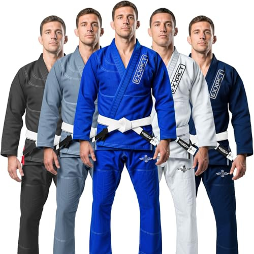 Exxact Sports BJJ Gi Men, Lightweight IBJJF Legal Jiu Jitsu Gi with Preshrunk Fabric & Free Belt for Training & Competition (Royal Blue, A4)