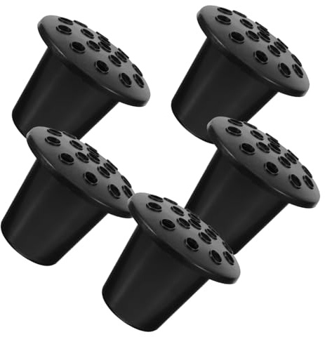 Kisangel Lot de 5 Pots de Fleurs de Cimetière Noirs 16 Trous pour Tombes, Vases Funéraires en Plastique Stable, Décorations Commémoratives pour Jardin Extérieur