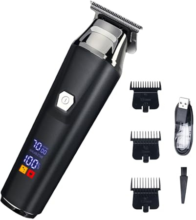 Cortapelos Para Hombres - Cortabarbas Con Pantalla Digital - Maquinilla de Afeitar Inalámbrica Recargable para Afeitado de Cabeza y Diseño de Barba