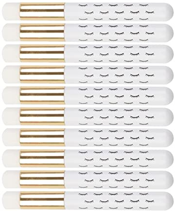 Generic Brosses à Shampoing pour Cils, Brosse de Nettoyage de Cils en Aluminium, Tube doré, Poignée en Acrylique Souple, Portable pour Voyage, 10 Pièces (WHITE)