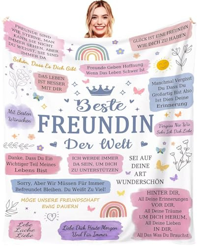 ARRITS Beste Freundin Decke Geschenke | Personalisiert Geschenk Kuscheldecke Beste Freundin Geburtstag Weihnachten, Inspirierende Freundinnen Bestie Freundschaft Geschenkideen für Frauen