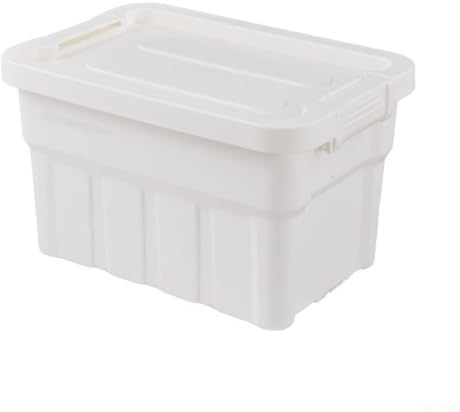 Oniissy Contenitori impilabili con coperchio, grande capacità, per campeggio, organizzazione domestica e uso esterno, materiale PP, 29,5 x 20,6 x 18 cm, bianco/oliva (bianco medio)