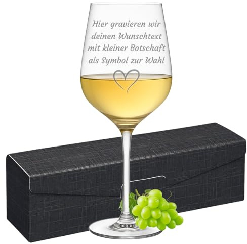 Weißweinglas mit Gravur, 440 ml, personalisiertes Weinglas mit Wunschtext, Geschenk für Weinliebhaber, Aperol Spritz und Cocktails, individuelle Geschenkidee, für Frauen und Männer, modernes Design