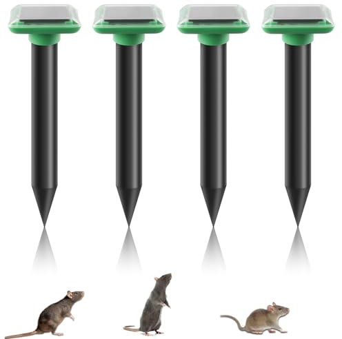 4 pezzi di repellente solare per talpe, repellente ultrasonico per talpe a energia solare, repellente per talpe ad ultrasuoni per l'allontanamento, controllo delle talpe, repellente per arvicole