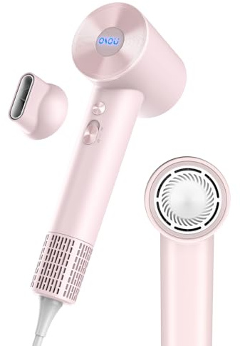 OSOU Travel Hair Dryer, Negative Ionic Hair Dryers, High-Speed Blow Dryer with 110, 000 RPM Brushless Motor, Ultra-Light & Small, Smart Temp Control, Quiet Hairdryer for Women