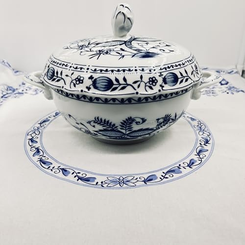 Generisch Kahla Zwiebelmuster Porzellan, Terrine mit Deckel, 19 cm x 8,5 cm, Kasserolle, Suppenterrine, Servierschüssel, dishwashersafe, spülmaschinenfest.