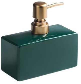 Tvålflaska Keramisk lotiondispenser for badrum, påfyllningsbar tvålpump Köksinredning(Green)