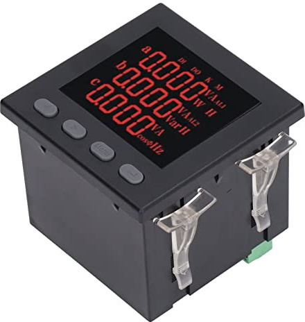 FTVOGUE Amperometro Digitale Trifase, Misuratore di Potenza Energetico Intelligente in Silicone ABS AC220V AC380 5A, Precisione ±0,5% R5485 9600bps, per Monitoraggio Pannelli in Impianti Elettrici
