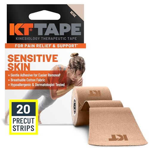KT Tape Elastic Sports Athletic Tape Adhésif Doux Unisexe, Beige, 20 Strips