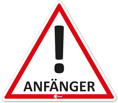 iSecur Fahranfänger Aufkleber 12,6 x 11 cm für Auto LKW - hin289 | Vorsicht Anfänger, selbstklebender Fahrzeug-Sticker, UV-beständig, witterungsbeständig, waschanlagengeeignet
