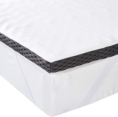 Amazon Basics Memoryschaum Matratzenauflage mit Bändern,180 x 200 cm, 4 cm Höhe, weiß