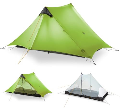 LANSHAN Ultralight Tent 3-Season Waterproof Backpacking Tent for 2 Person Camping, Climbing, Hiking, Travelling, Mountaineering, 2-Person, Green