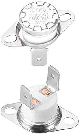 sourcing map Interrupteur contrôle température KSD301 Thermostat 130°C, 10A, N.C 2Pcs