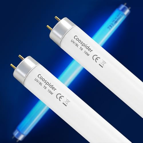 COOSPIDER T8 F10 U/V BL 10W Replacement Light Bulb, CFL Fluorescent Straight Tube Fluorescent Light for Home/Office, 13 Inch Light Tube for 20W Electric Zapper G13 Base, 10W 2PCS