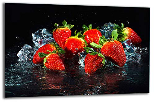 QTA | Plaque de recouvrement de cuisinière 80 x 52 cm 1 pièce en verre pour cuisinières électriques à induction Protection anti-éclaboussures Planche à découper Fruits