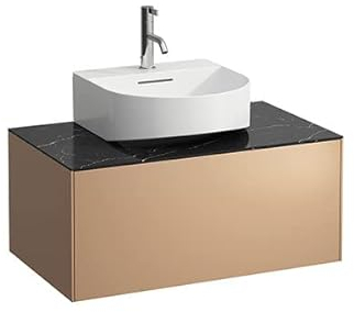 LAUFEN SONAR Schubladenelement, 1 Schublade, für Aufsatz-Handwaschbecken H816341, H816342, Ausschnitt Mitte, H4054410341411, Farbe: Kupfer/Nero Marquina