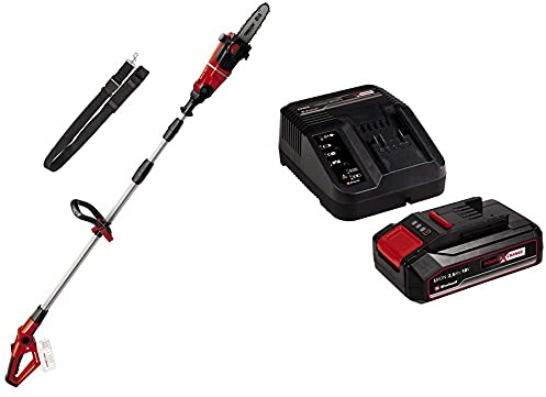 Einhell Élagueuse sur perche sans fil GE-LC 18 Li T-Solo Power X-Change (18 V, longueur de guide 20 cm, manche télescopique, guide et chaîne Oregon) avec Chargeur et Batterie 2,5Ah