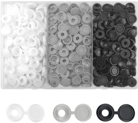 240stk Scharnierschraube Abdeckkappen, Dekorative Kunststoff-Schraube Kopfkappe für 6-8 Faltschraube Snap Kopf Abdeckkappen Flip Tops mit Box, für Möbel Schrank Regal (3 Farben)