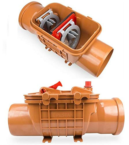 Double clapet anti-retour Ø 110 mm - Fermeture anti-retour - Protection contre les rats - Pour tuyaux KG