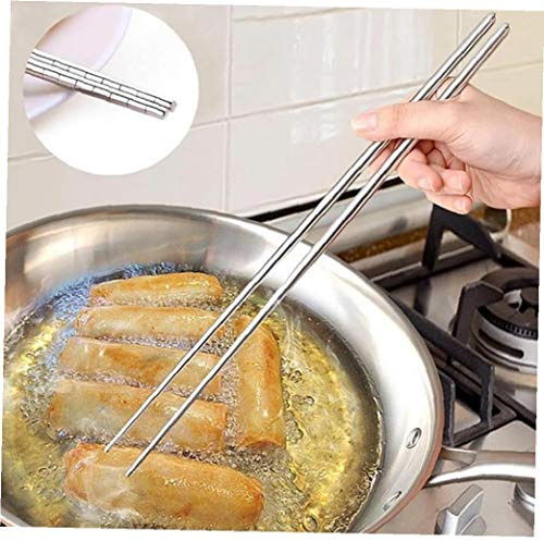 Ruluti 1 Paio Extra-Lungo Bacchette, Cucina in Acciaio Inossidabile Che Cucina Bacchette per Hot Pot Frittura di Alimenti, 14 Pollici