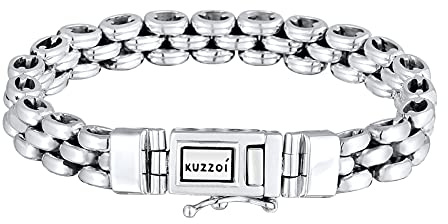 Kuzzoi 925 Silber Königsketten Armband Herren 8 mm Herrenarmband | Glieder Armband für den Mann Königskettenarmband Männer Breite