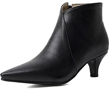 JIEEME syntetisk sexig prickad tå stilett dragkedja mellanhäl med 5 cm ankelstövlar casual för kvinnor stor storlek 35–46 t10–22, svart, 45 EU