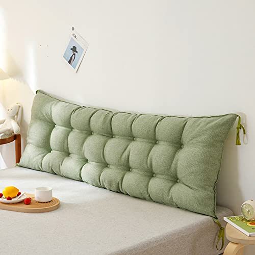 CHENGZ Rückenlehnen Sofa Bett Rückenstützkissen Bank Lendenkissen Langes Lesekissen Kopfteil Rückenpolster Mit Riemen Rückenkissen Schlafzimmer Schlafsaal Nachahmung Leinen,Green-90×45cm