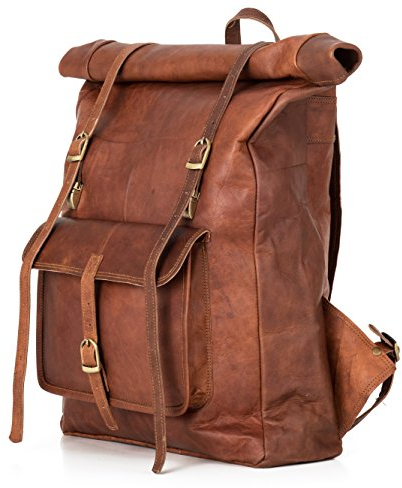 Berliner Bags Vintage Rucksack Leeds aus Leder, Fahrradrucksack mit Laptopfach für Damen und Herren (Braun XL)