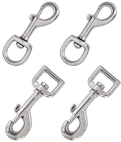 Karabinerhaken Drehgelenk Bolzen Karabiner für Hundehalsband Karabiner Haken mit Drehgelenk Karabinerhaken Klein mit Rundem Wirbel Karabiner mit Drehkopf für Hundeleinen Gurtband Taschen Gurte 4 Stück