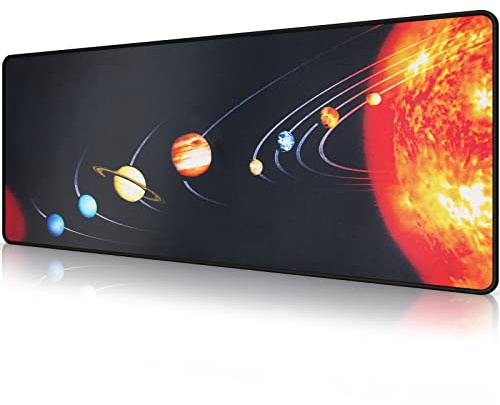 EFISH Grand tapis de souris de jeu（800×300×3mm） avec bords cousus, base en caoutchouc naturel antidérapant durable, tapis de clavier lavable, tapis de bureau pour gamer, bureau. Planet Mouse Pads | Grande version, imperméable et facile à nettoyer, convient pour clavier et souris, bureau et bureau, 800 x 300 x 3 mm