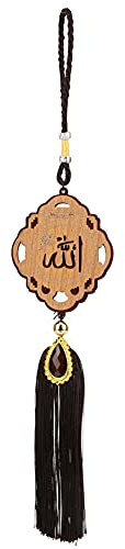 Muslimische Auto-Hängeornamente aus Holz mit Quaste – Islamische Rückspiegel-Dekoration für Ramadan, Eid und Geschenke