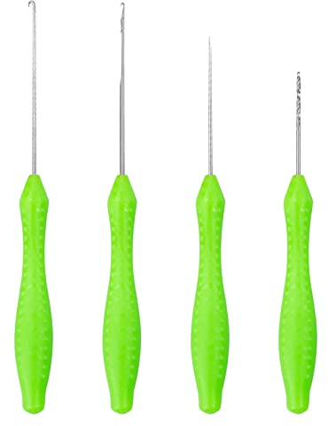 SZXMDKH Juego de herramientas de aparejos de pesca de carpa, kit de aparejos de pesca 4 en 1, incluye aguja de gancho, perforador, extractor de nudos y tijeras de línea trenzada de pesca para