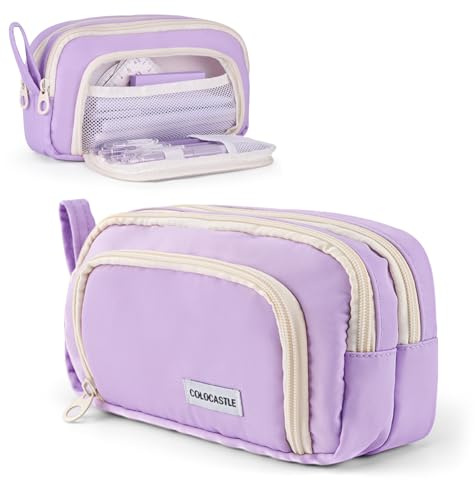 COLOCASTLE Federmäppchen Mäppchen mit 3 Fächer Federtasche große Kapazität Federmappe Mädchen Junge Teenager Erwachsene Schlamppermäppchen Pencil Case mit Tragegriff für Schule Büro