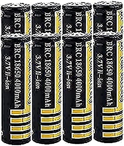 Batterie Rechargeable 3.7 Li-ION 4000Mah Batterie Bouton Grande Capacité Piles Supérieures pour Lampe De Poche LED, Lampe Frontale, Cloches,8 Pièces