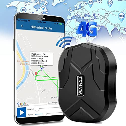 TKMARS 4G GPS Tracker Ohne ABO Auto GPS Tracker 90 Tage Standby-Zeit, Starke Magnetische Wasserdichtigkeit, Mit Kostenlosen Apps,5000mah