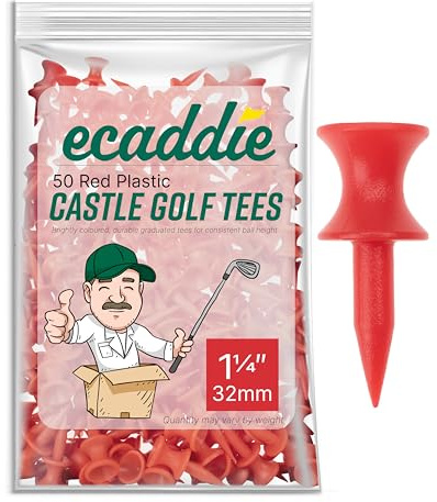 ECADDIE Castle Golf-Tees aus Kunststoff, verschiedene Größen und Farben, 50 Stück