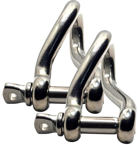 Universal Hardware 6 mm gedrehte Schäkel aus Edelstahl A4-Marine Grade (316) – zum Verbinden von Seilen, Ankern und Ketten (2er-Pack)