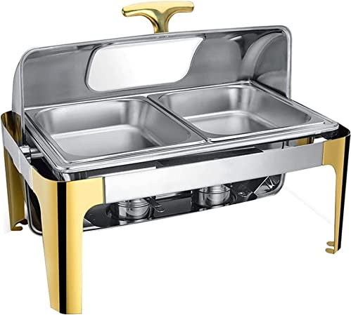 Food Warmer, Chafing Dish Stainless Steel Chafing Dishes with Lid for Parties, 9L Commercial Food Warmer for Buffet, with 3 Kind of Warming Tray (Size : B) (B)