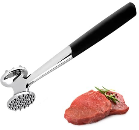Frdelma Martello per Carne, Batticarne Martello da Bistecca con Manico Antiscivolo Batticarne a Martello Doppia Faccia per Bistecca, Pollo, Maiale, Costole